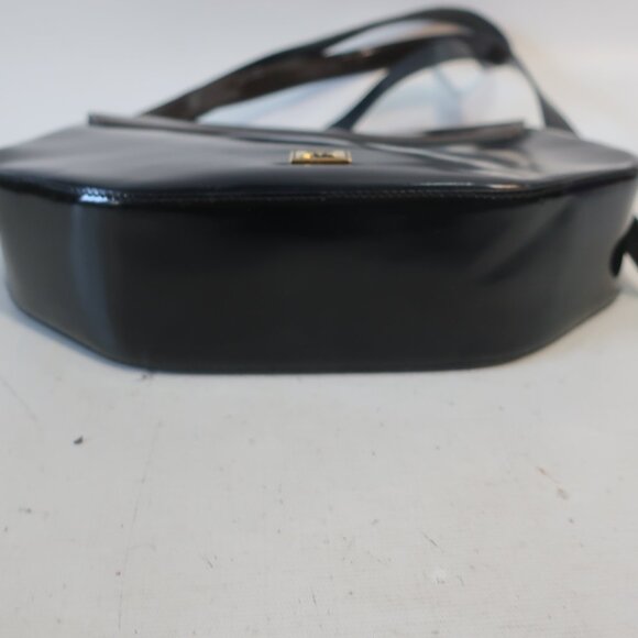 Womens Moschino 453248 Brown Black Matted Patent Leather Shoulder Handbag - Picture 9 of 16